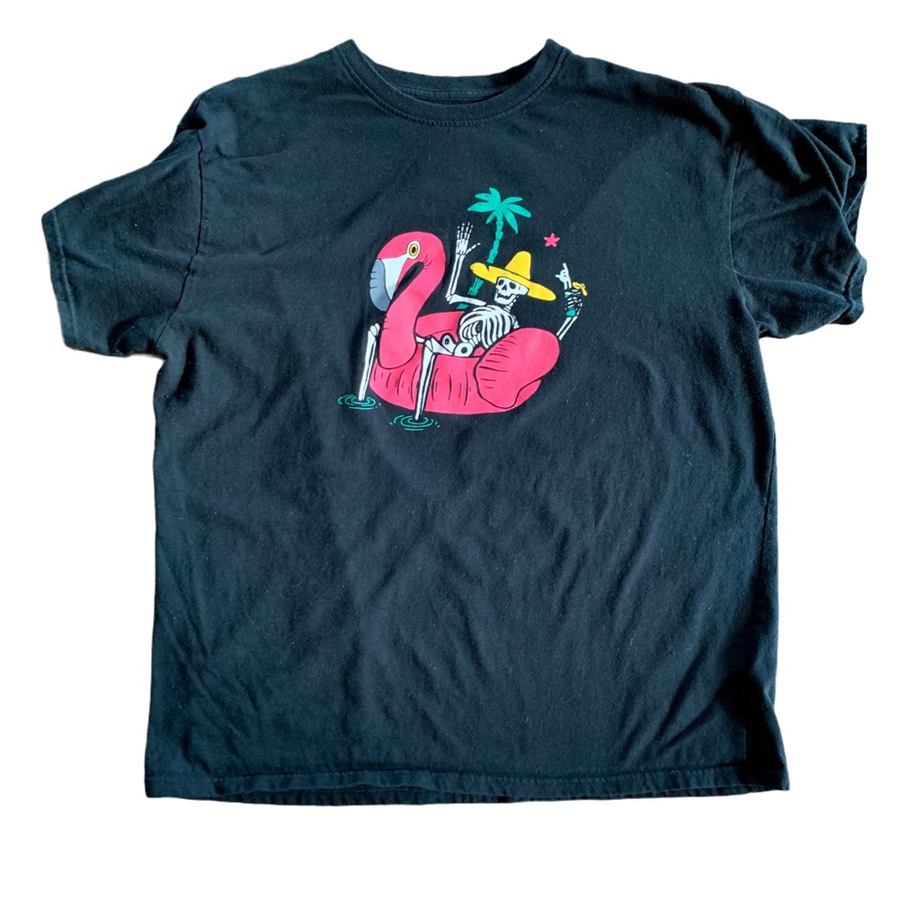 Brisco Skeleton Flamingo Pool Raft Graphic Tee